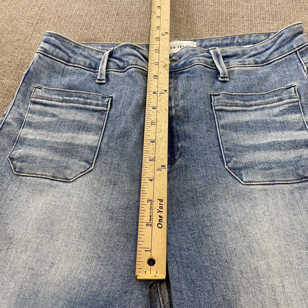 Risen Flare Jeans Womens 15/32 Blue Boho Hippie High Rise Stretch Denim RDP5297 - Picture 9 of 13